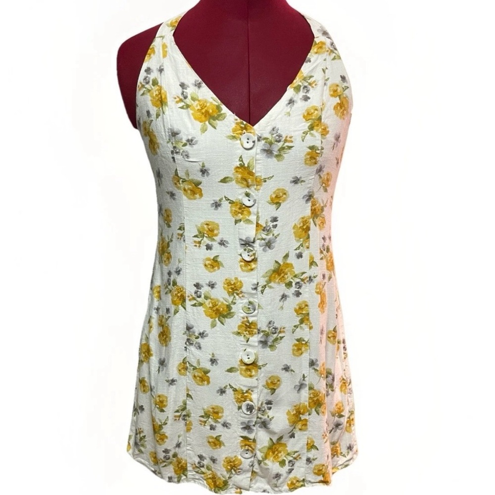 Y2K Le Lis Yellow Floral Halter Top Tie Boho Festival Sz S Summer
Beach Tunic